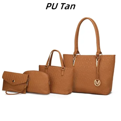 30 Styles Michaethtl Kors Collection Vegan Leather Women's Tote Bag, Small Tote Handbag, Pouch Purse & Wristlet Wallet Bag 4 pcs set