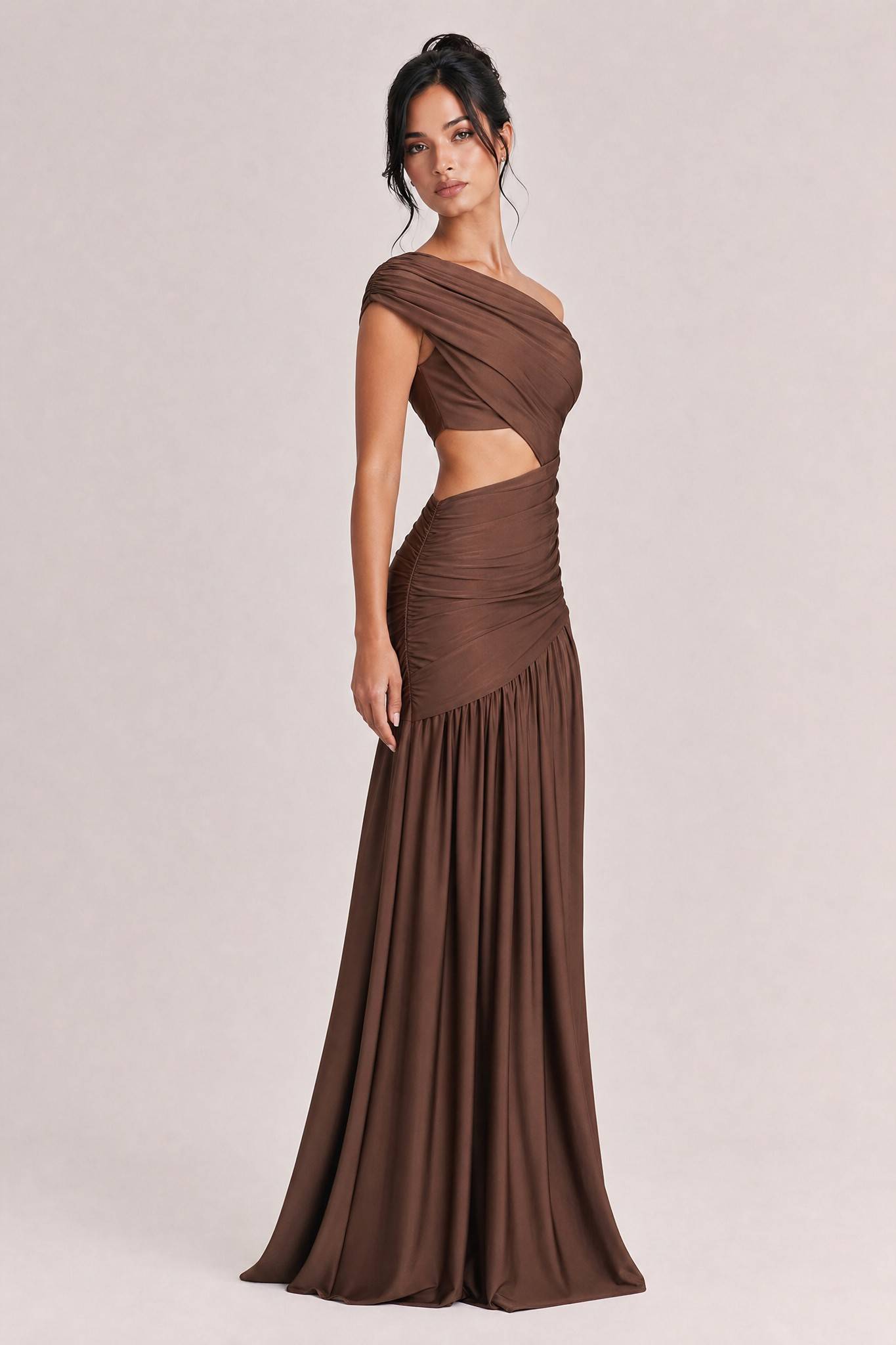 Unique Off-shoulder Waist Hollow Maxi Dress