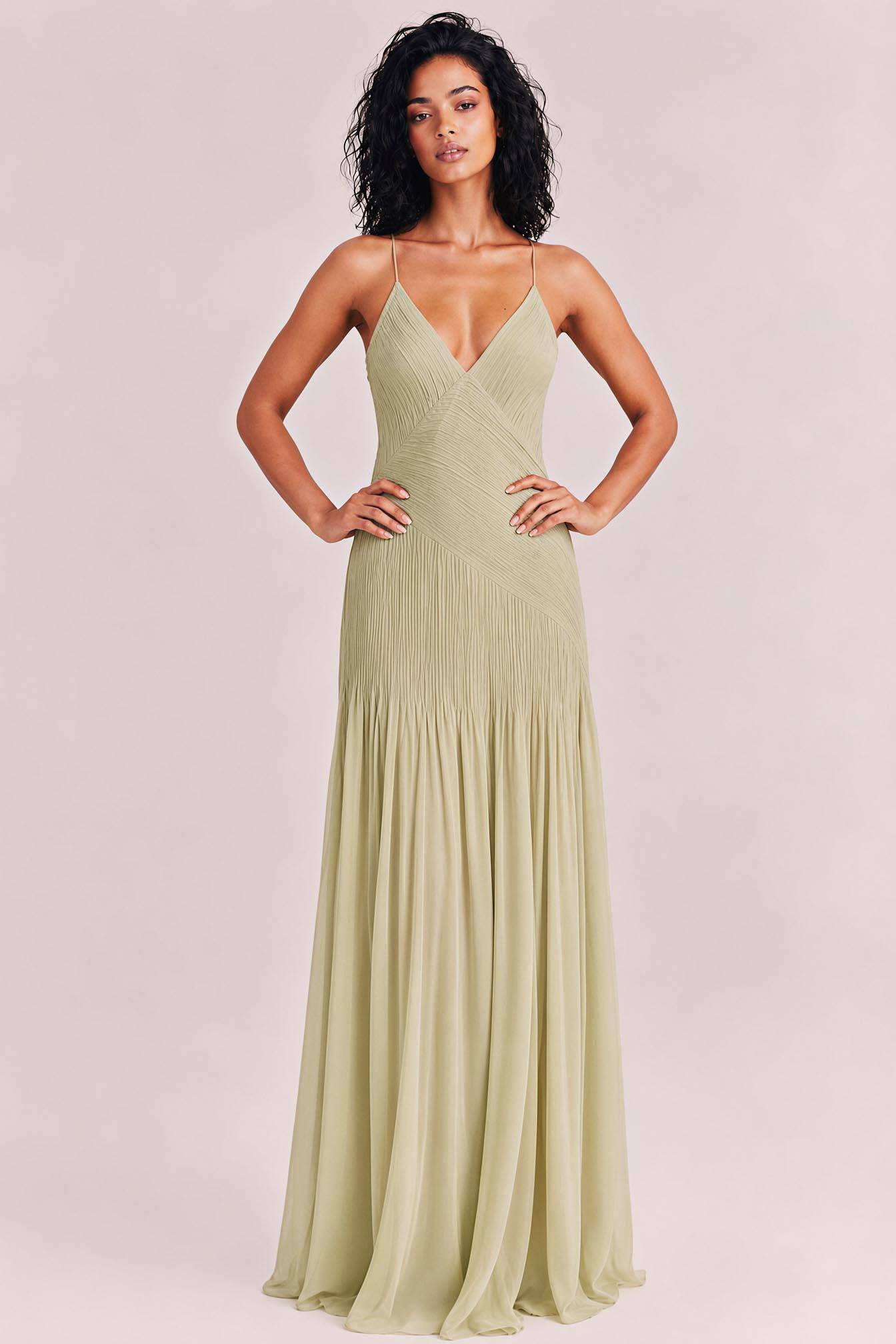 Sunset Unique Pleated Patchwork Slit Maxi Dress