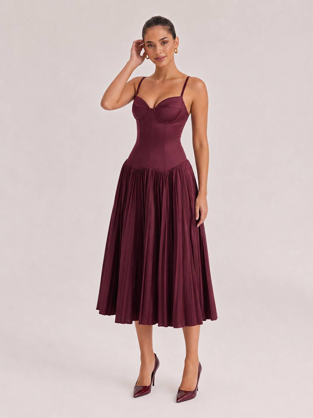 Elegant Sexy Sling Fit Pleated Maxi Dress