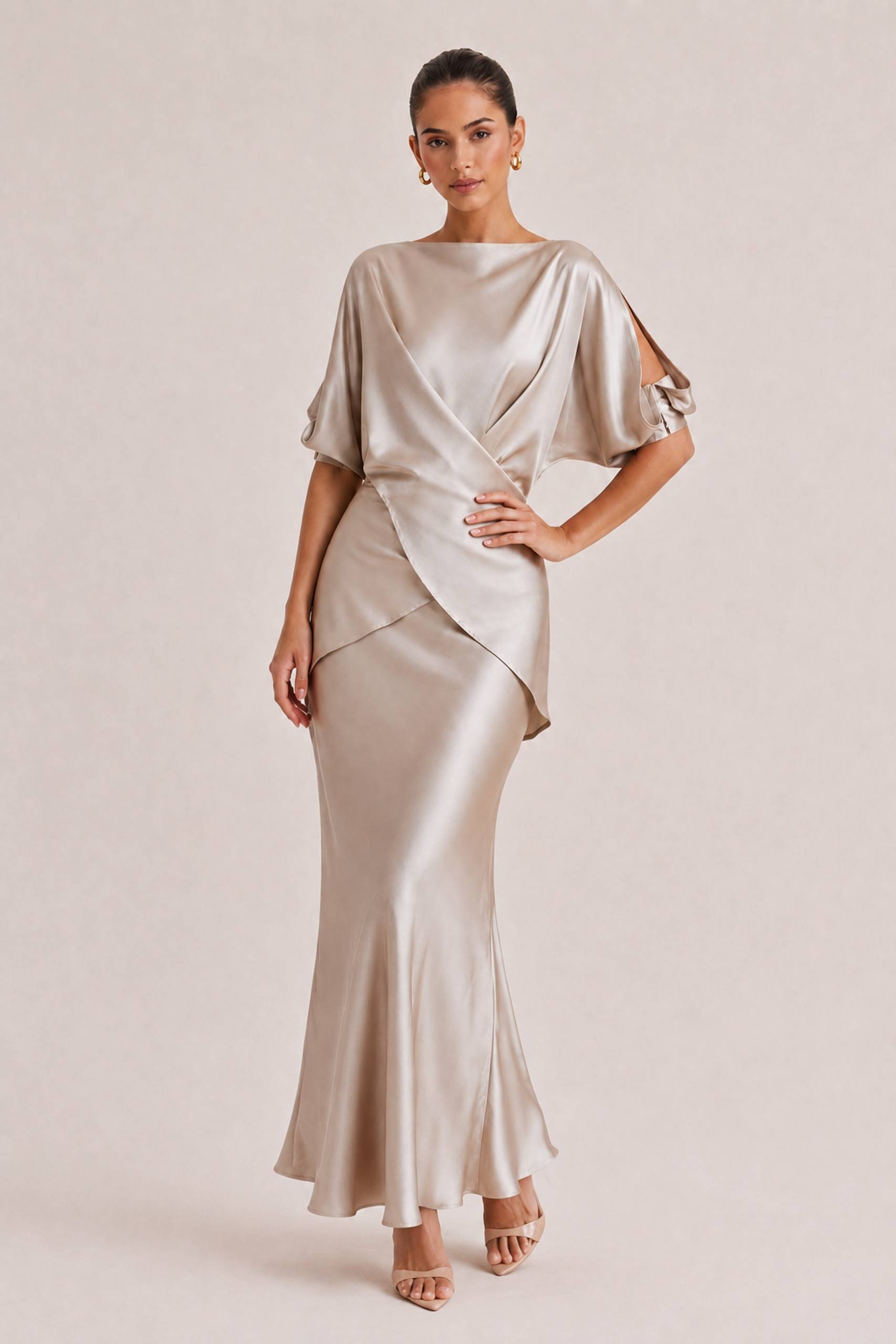 Elegant Satin Drawstring Belt Shirt Two-piece Set