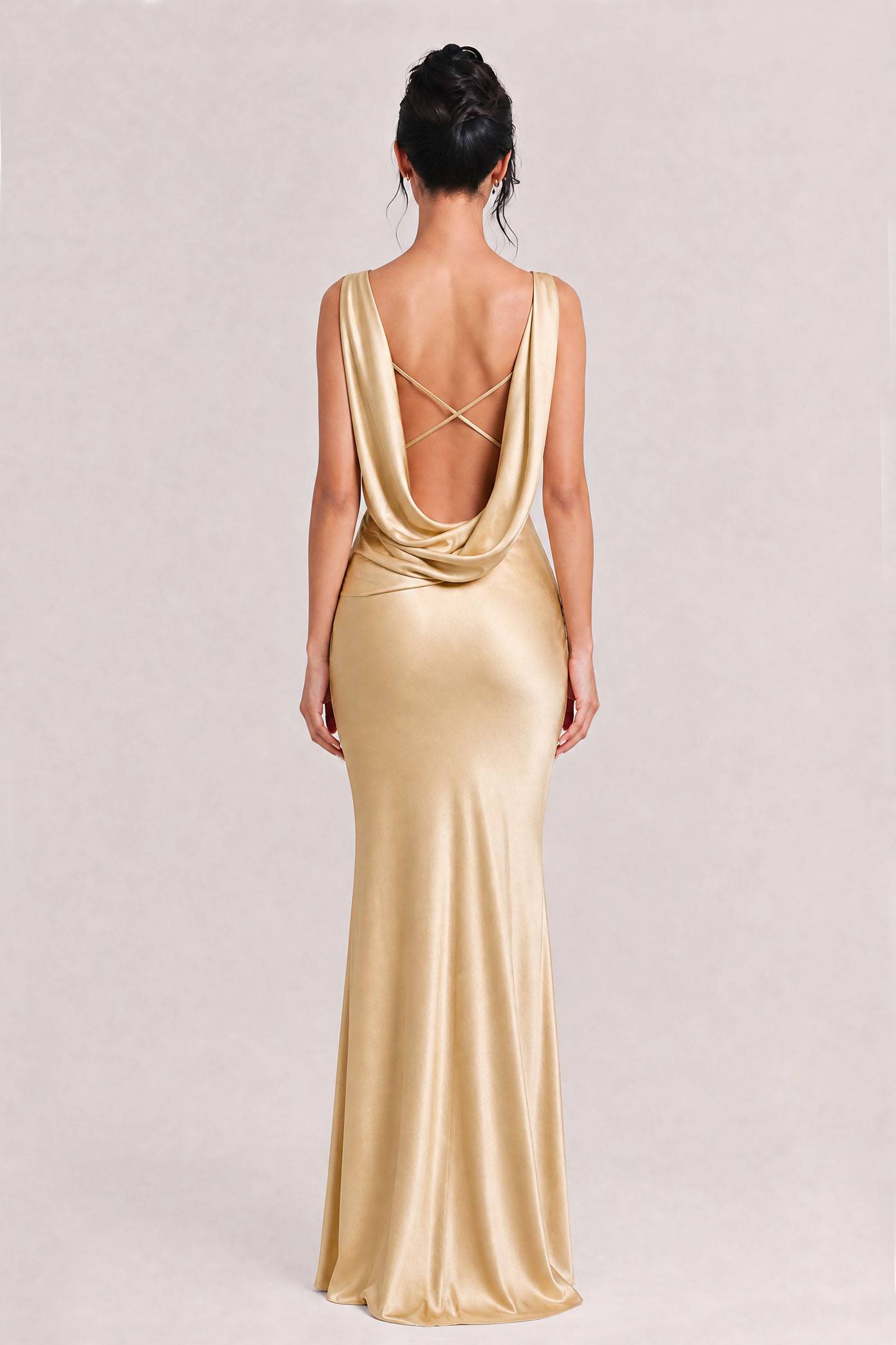 Elegant Swing Collar Backless Maxi Dress