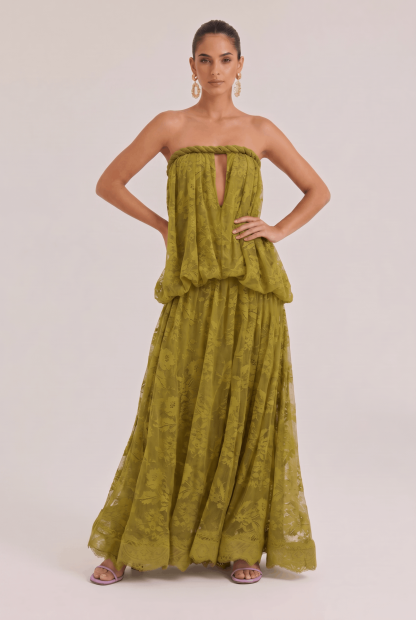 Off-shoulder Jacquard Lace Long Dress