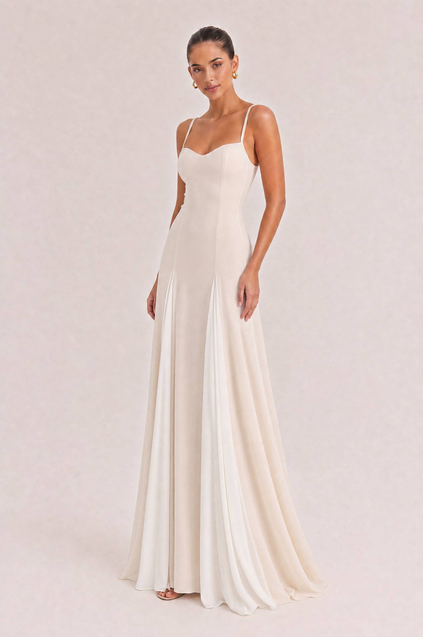 Elegance Panelled Tulle A-line Slip Maxi Dress