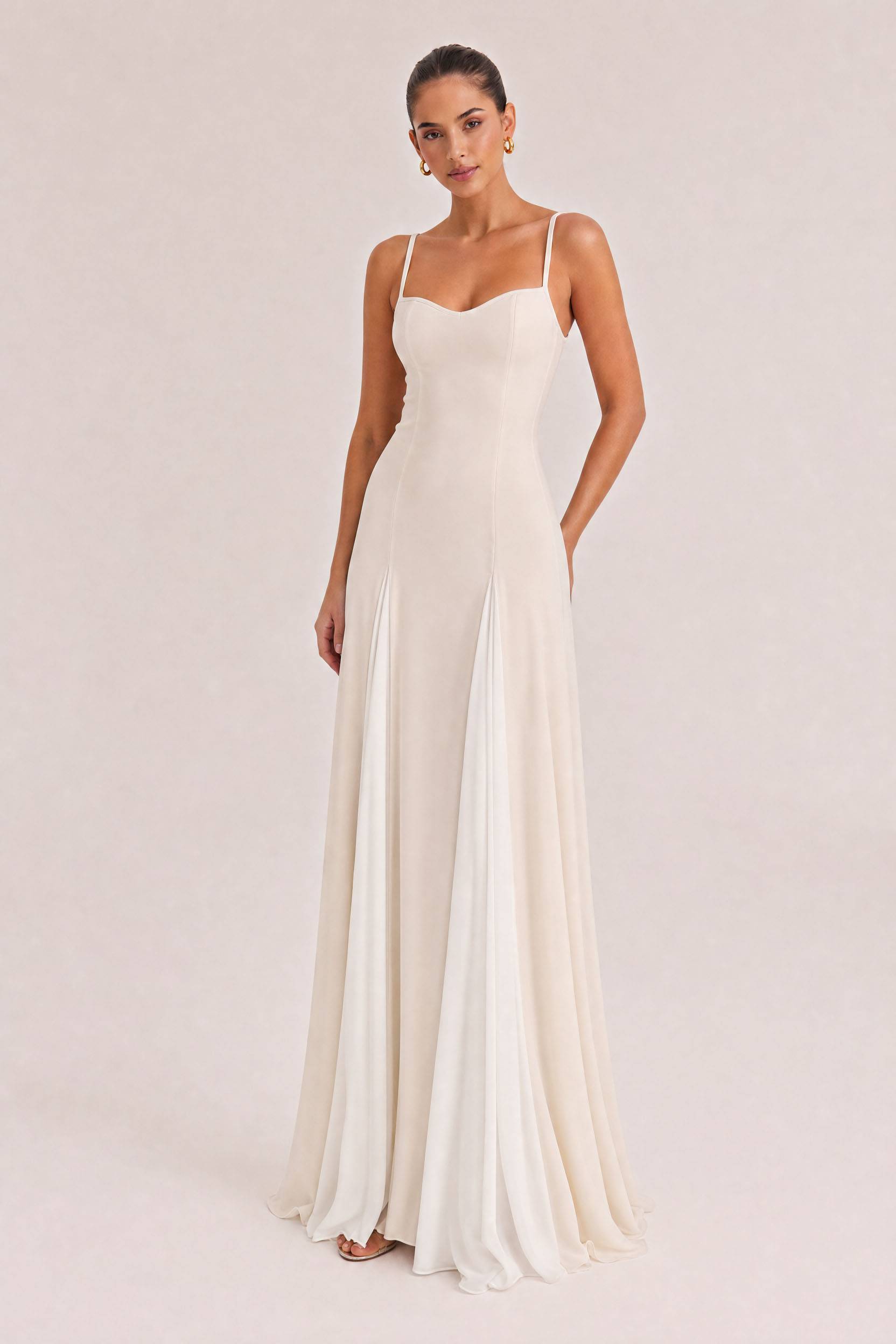 Elegance Panelled Tulle A-line Slip Maxi Dress