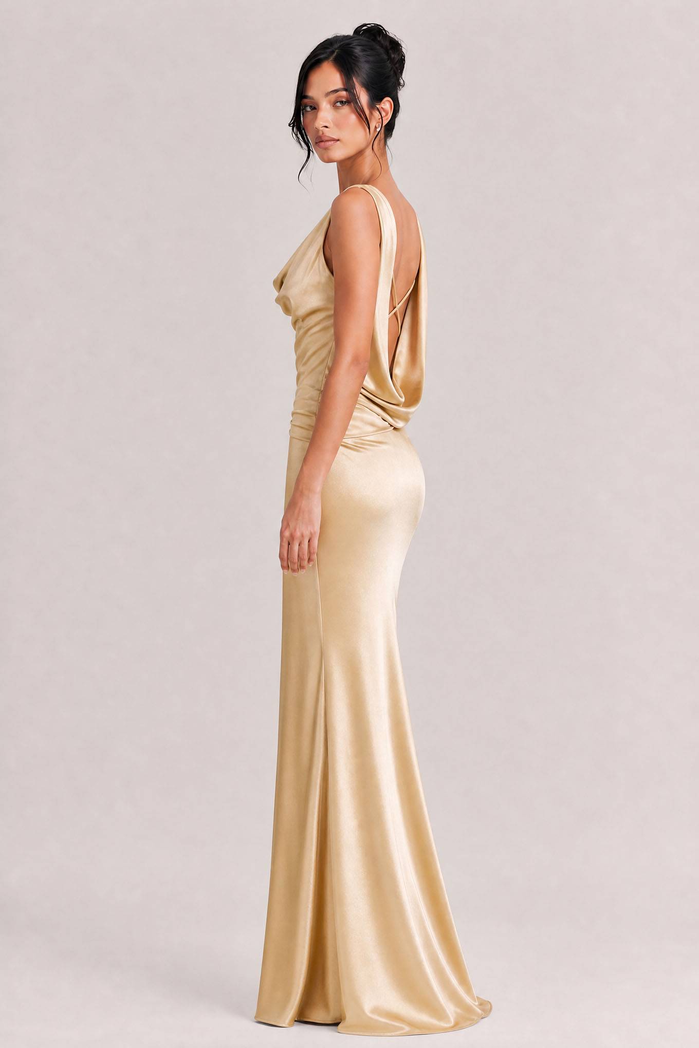 Elegant Swing Collar Backless Maxi Dress