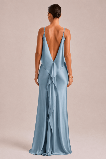 Sexy Elegant Satin Side High Slit Maxi Dress
