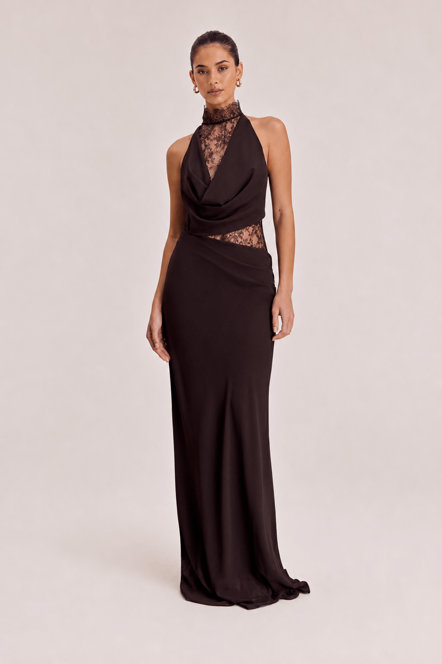 Elegant Chiffon Lace Spaghetti Strap Maxi Dress