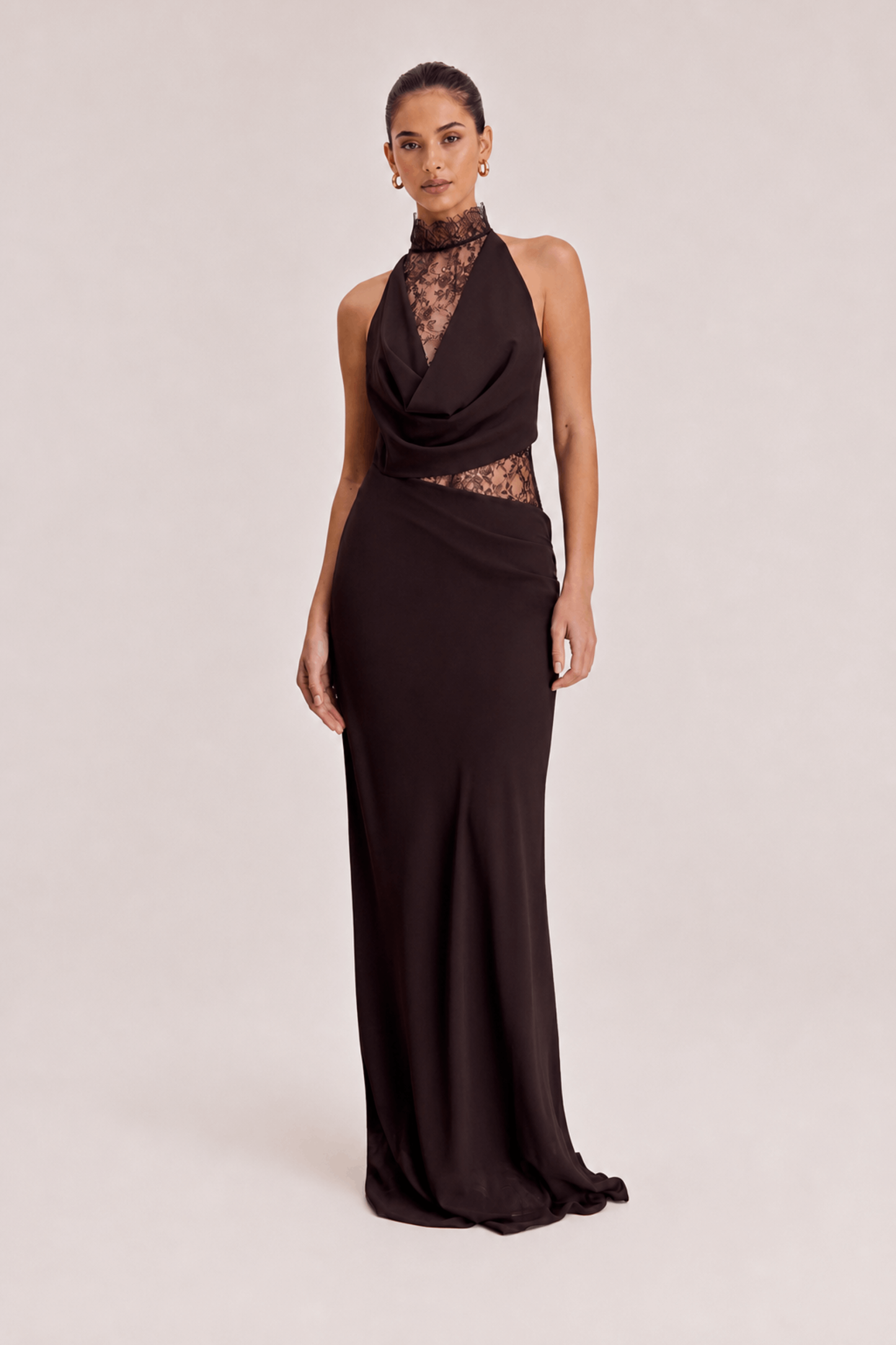 Elegant Chiffon Lace Spaghetti Strap Maxi Dress