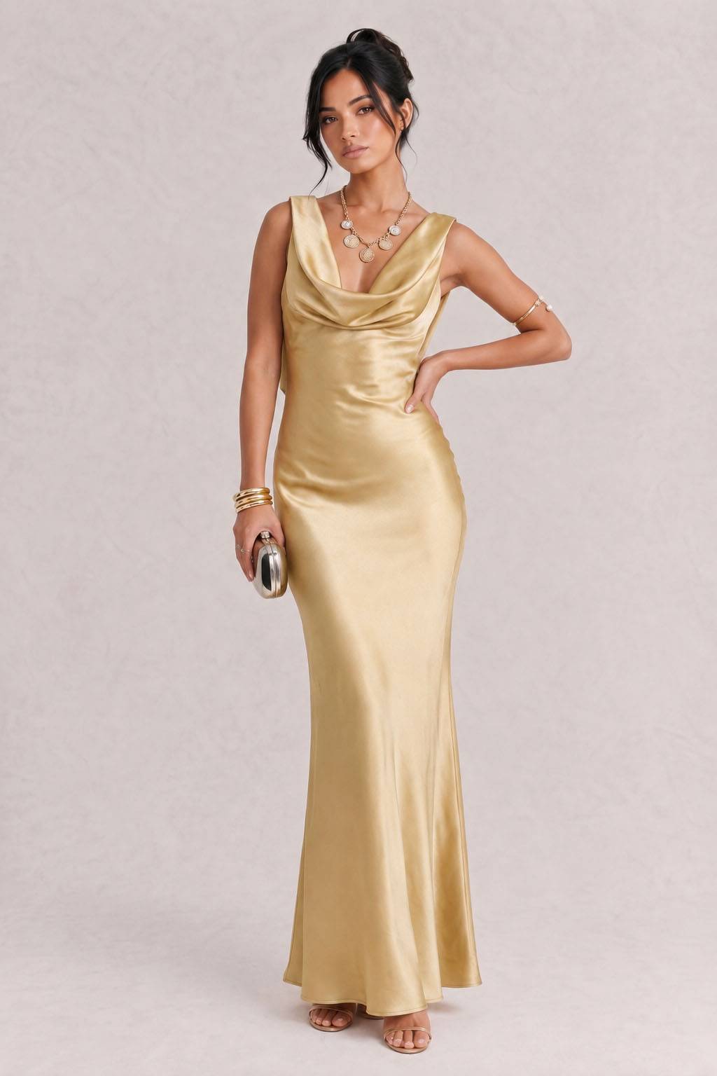 Elegant Swing Collar Backless Maxi Dress