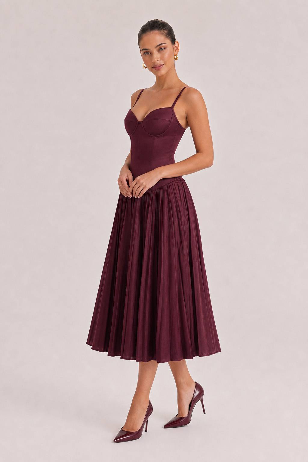 Elegant Sexy Sling Fit Pleated Maxi Dress