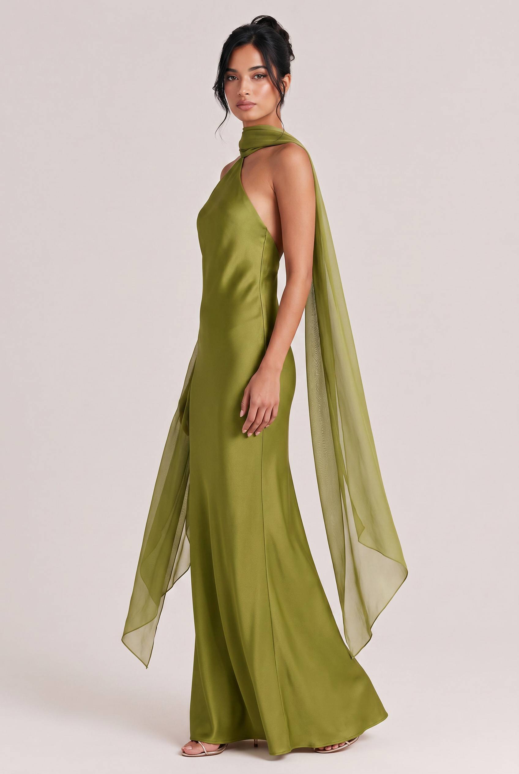 Elegant Backless Satin Maxi Dress