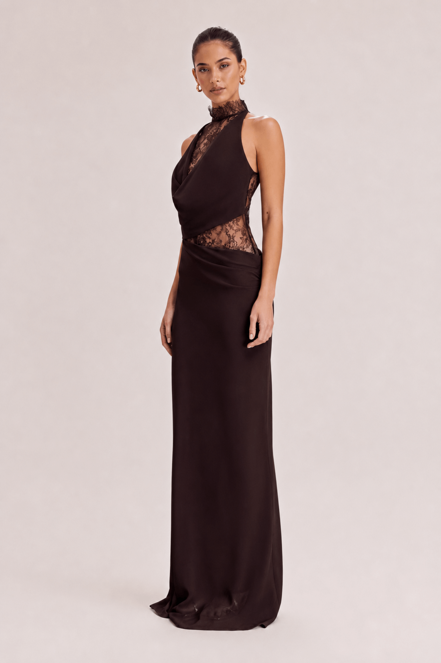 Elegant Chiffon Lace Spaghetti Strap Maxi Dress