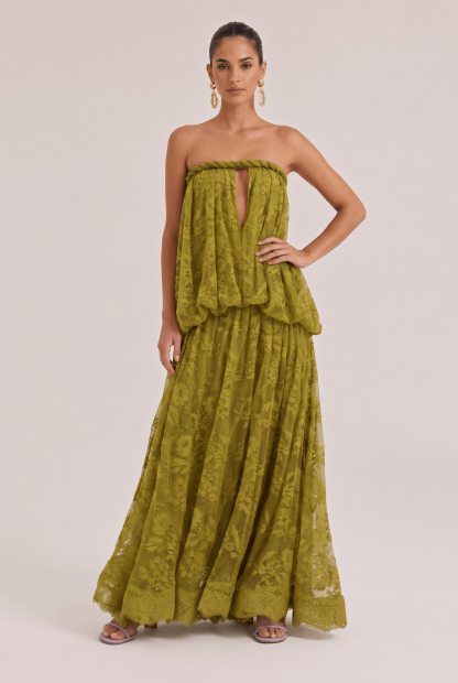 Off-shoulder Jacquard Lace Long Dress