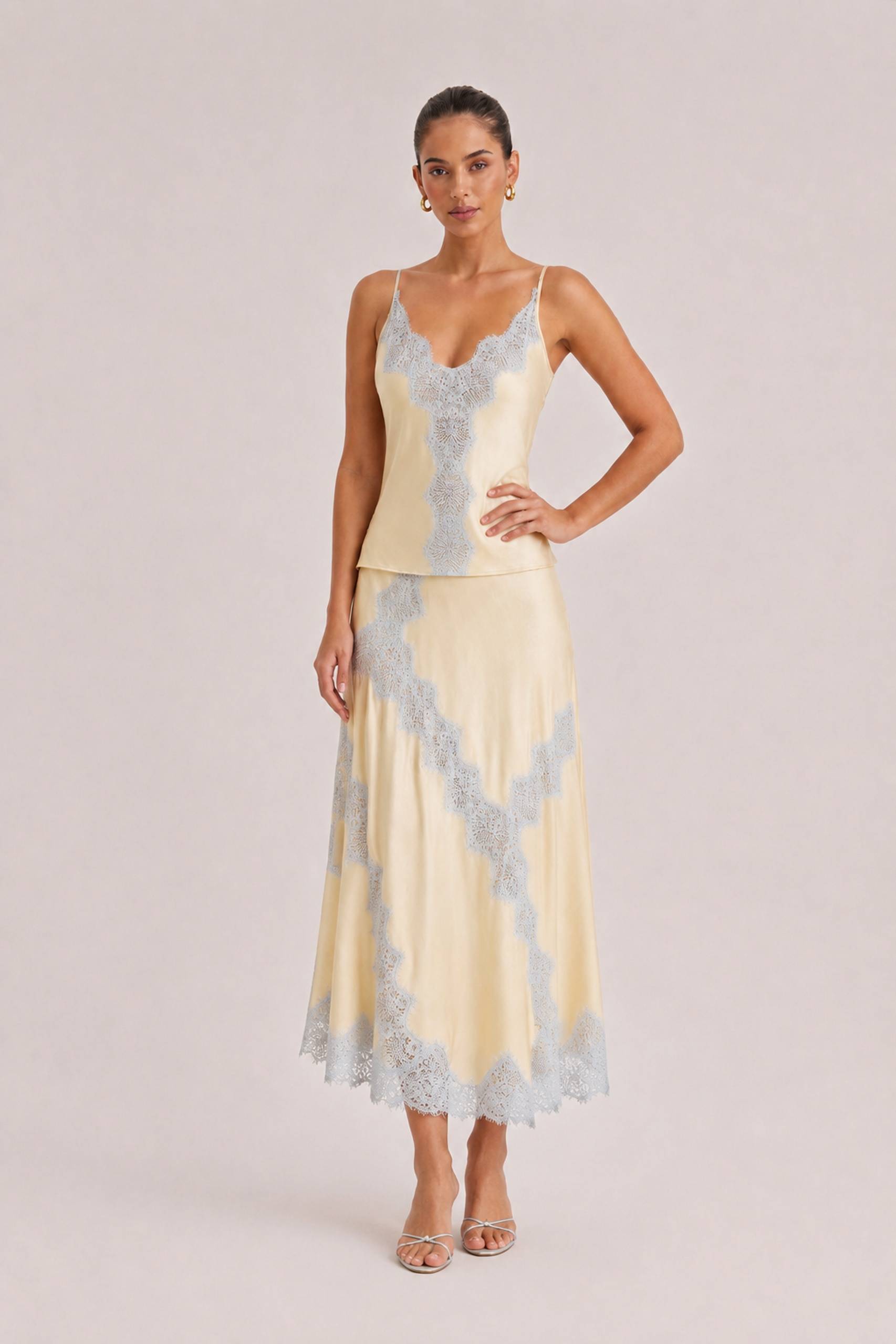 Elegant Lace Camisole Tank Top & Skirt Two-Piece Set