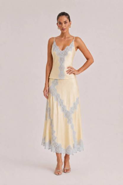Elegant Lace Camisole Tank Top & Skirt Two-Piece Set