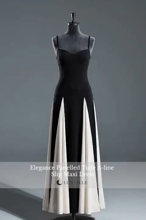 Elegance Panelled Tulle A-line Slip Maxi Dress