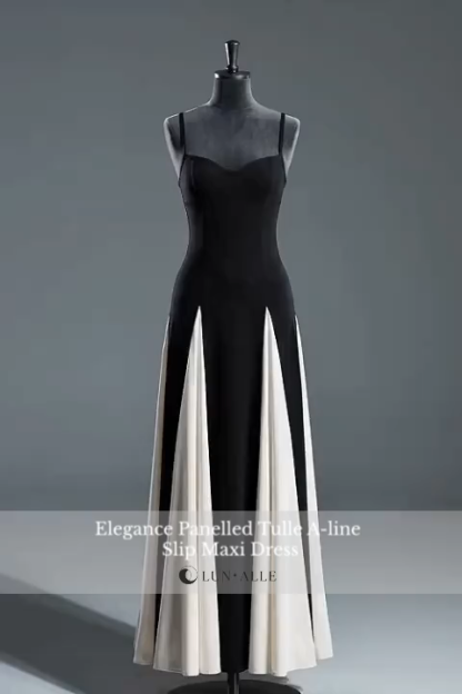 Elegance Panelled Tulle A-line Slip Maxi Dress