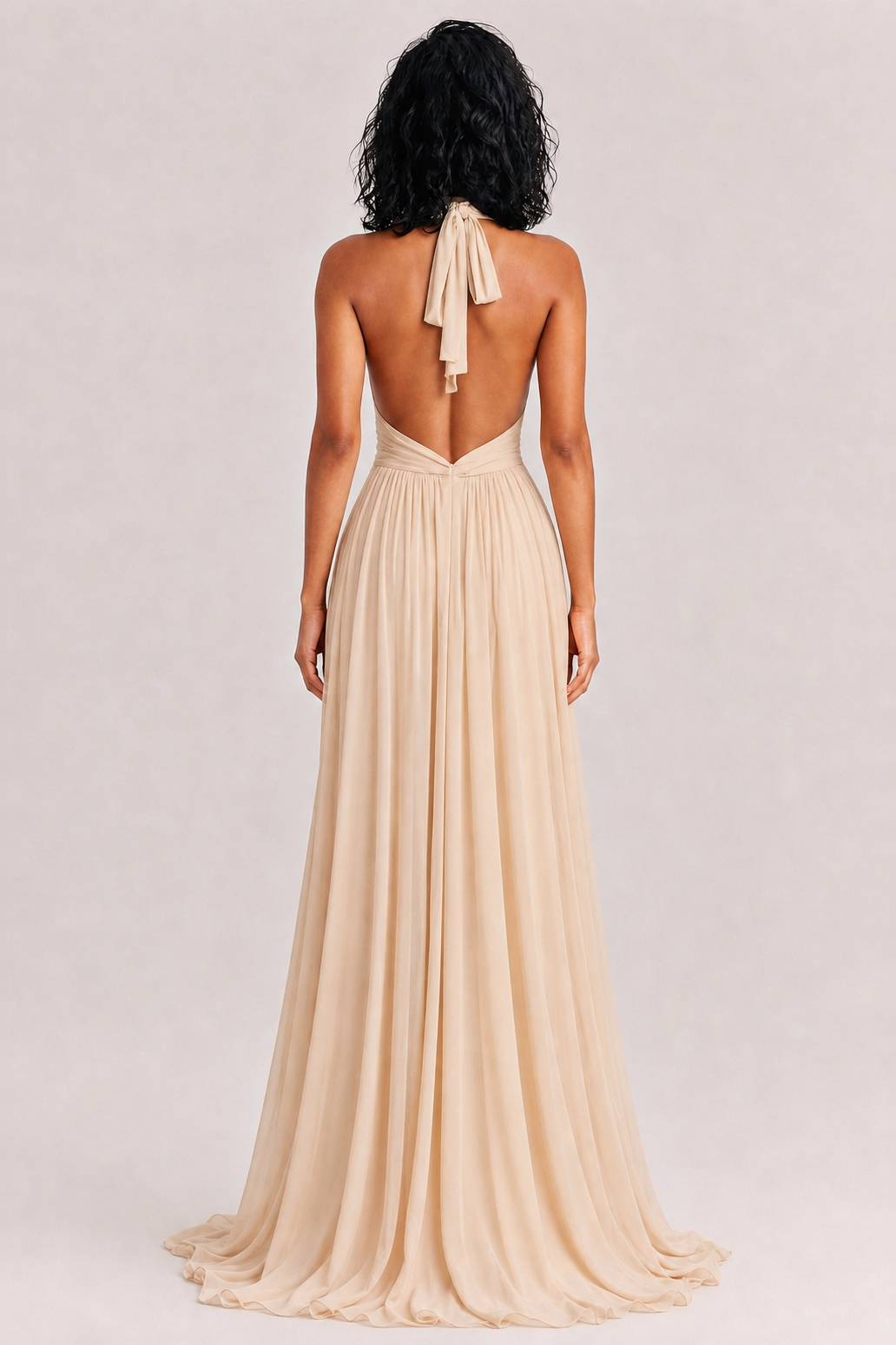 Elegant Pleated Flowing A-line Maxi Dress