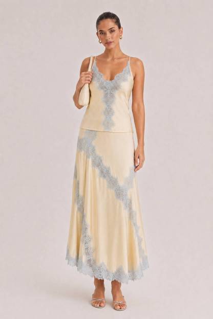Elegant Lace Camisole Tank Top & Skirt Two-Piece Set