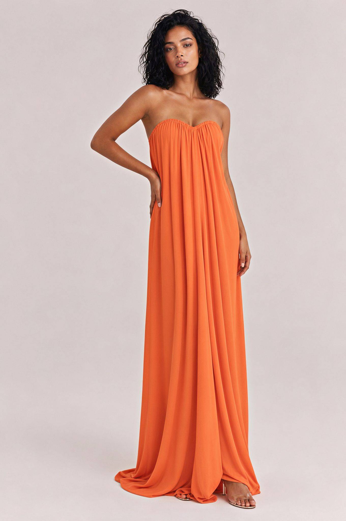 Elegant Strapless A-Line Pleated Maxi Dress