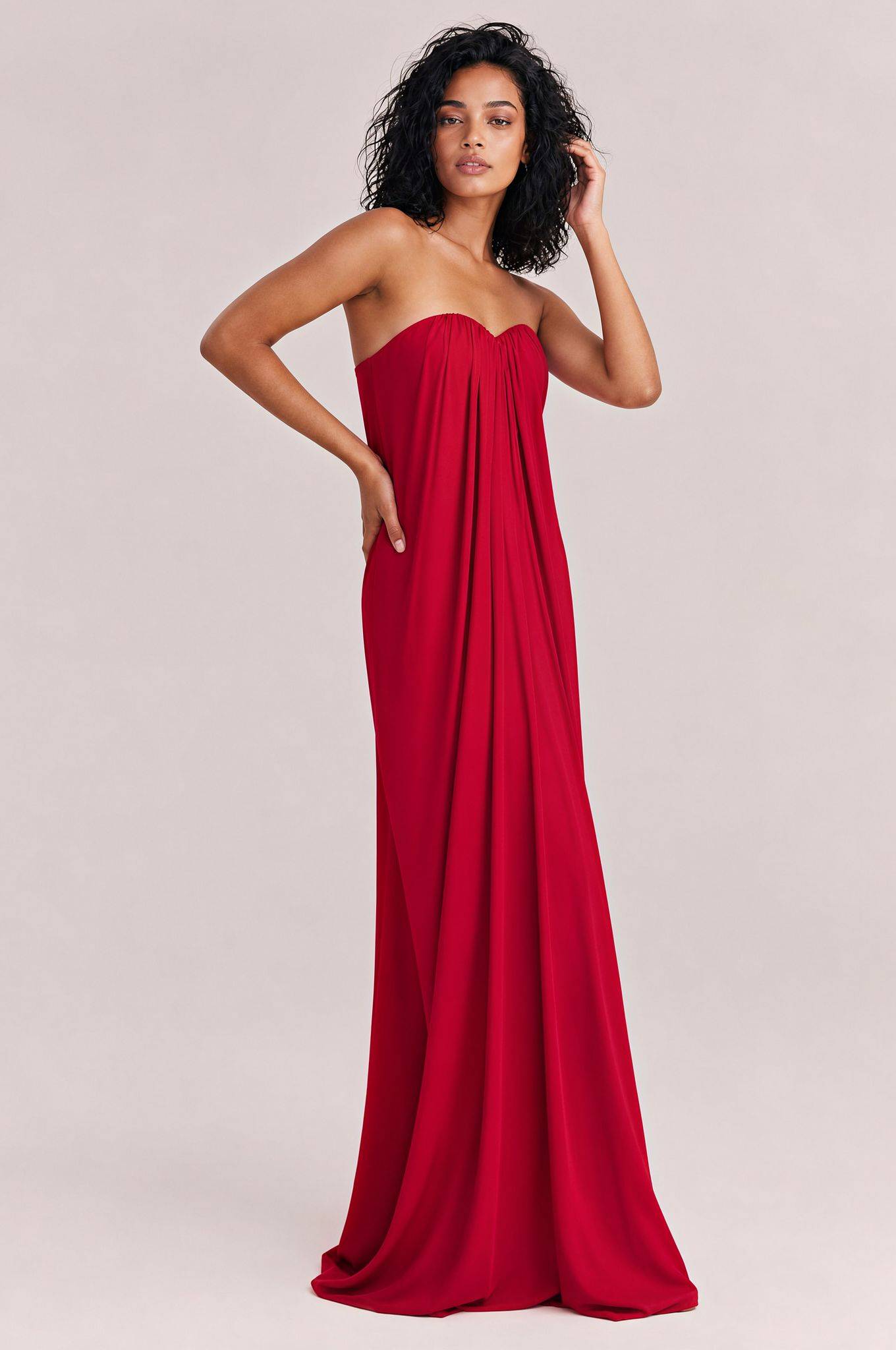 Elegant Strapless A-Line Pleated Maxi Dress