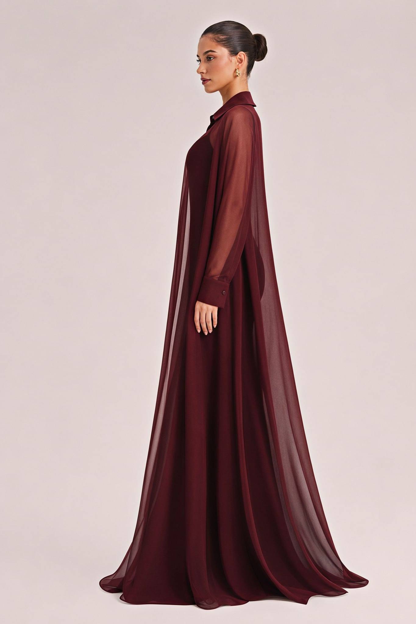 Elegant Satin Maxi Dress & Long Sheer Chiffon Cover-Up Two-Piece Set