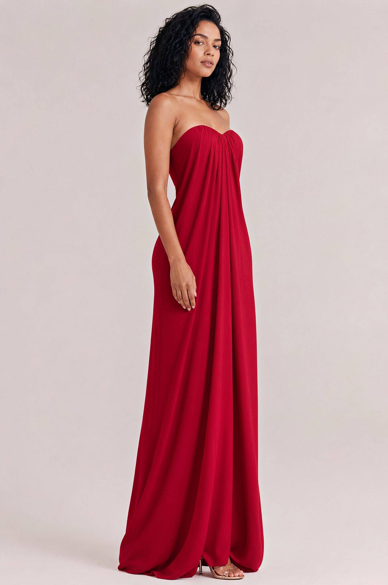 Elegant Strapless A-Line Pleated Maxi Dress