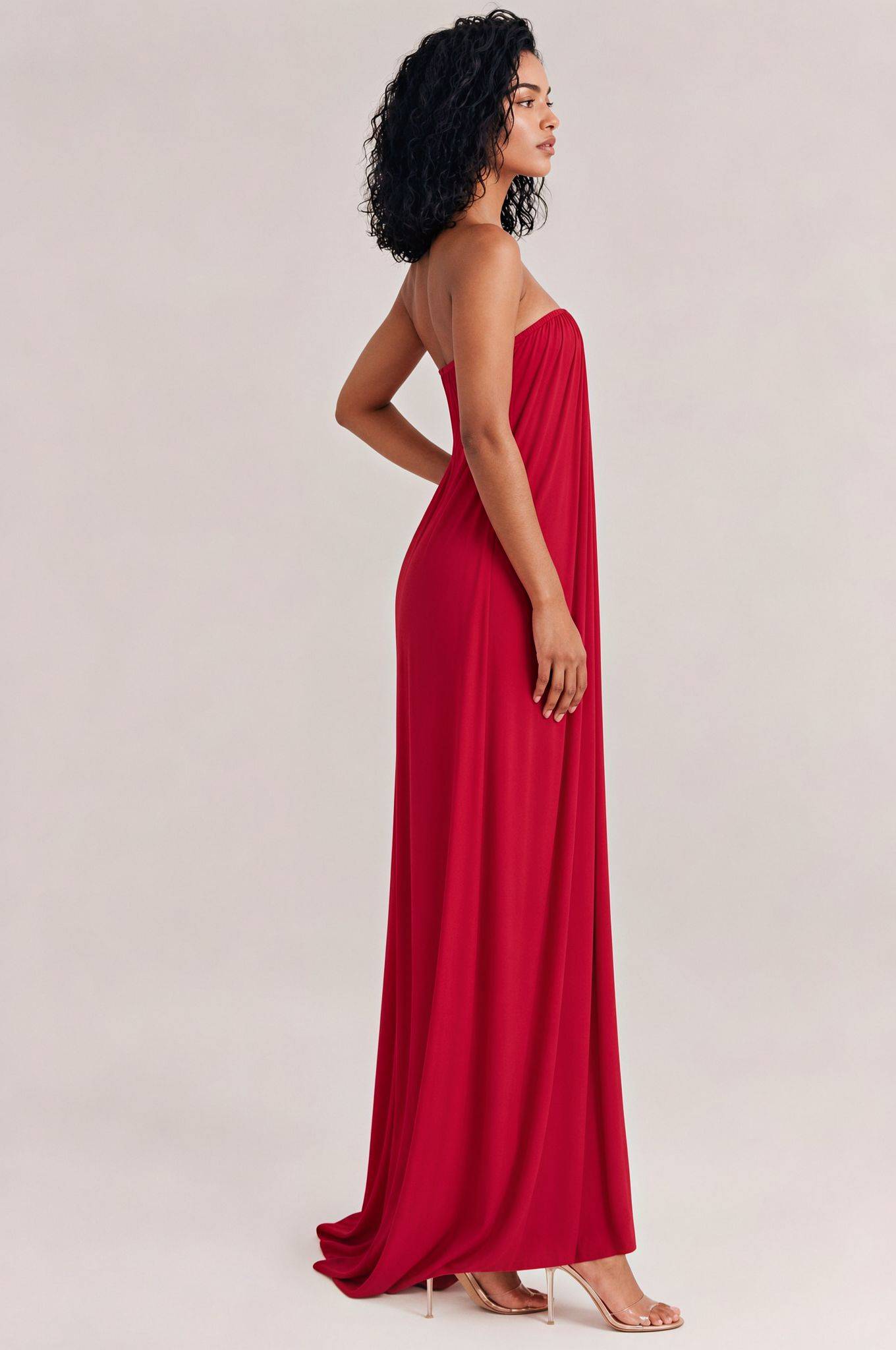 Elegant Strapless A-Line Pleated Maxi Dress