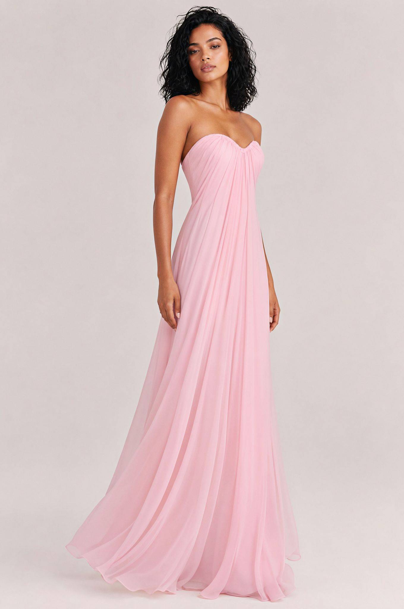 Elegant Strapless A-Line Pleated Maxi Dress