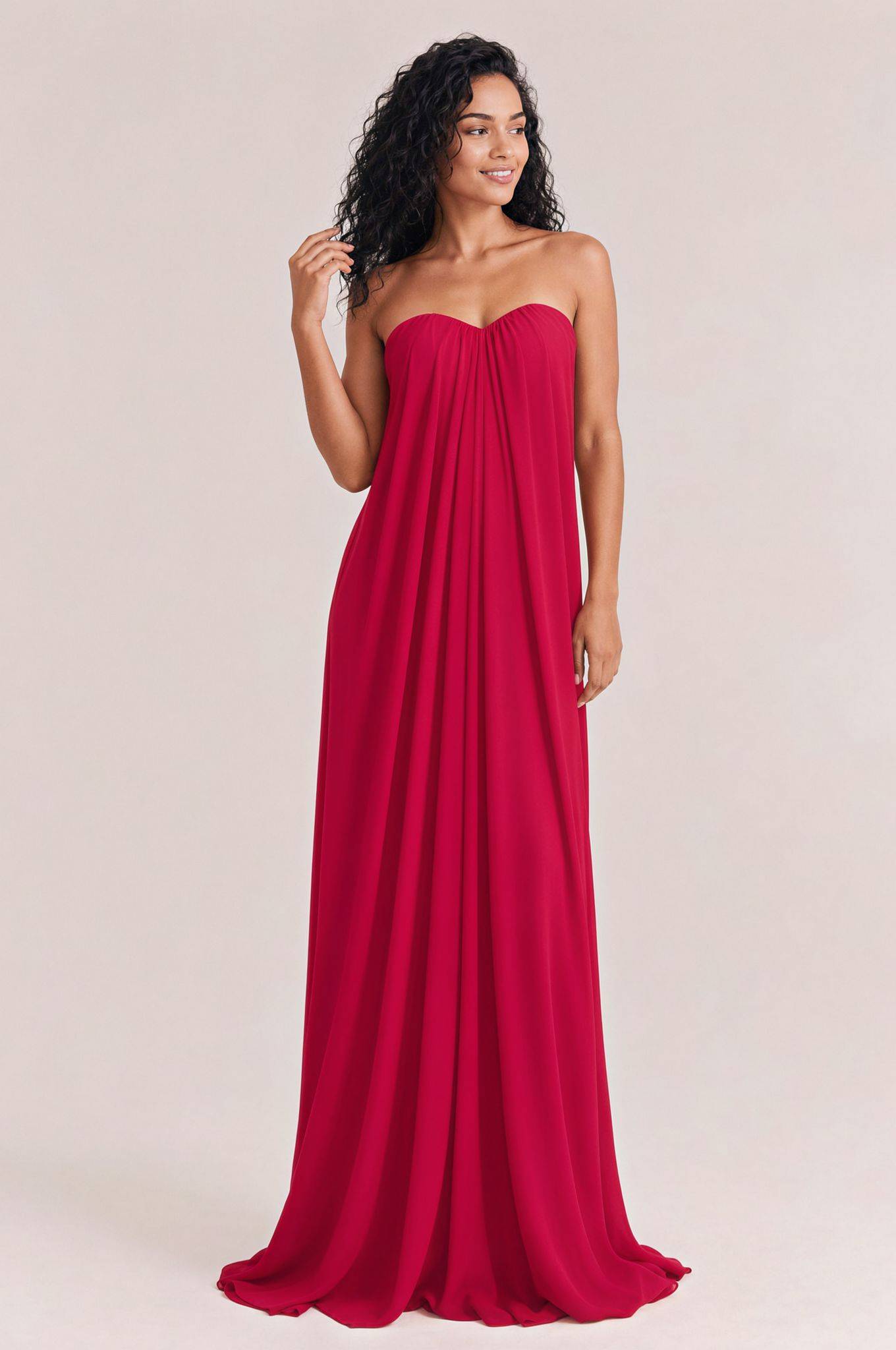 Elegant Strapless A-Line Pleated Maxi Dress