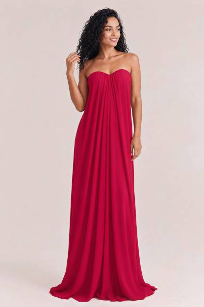 Elegant Strapless A-Line Pleated Maxi Dress