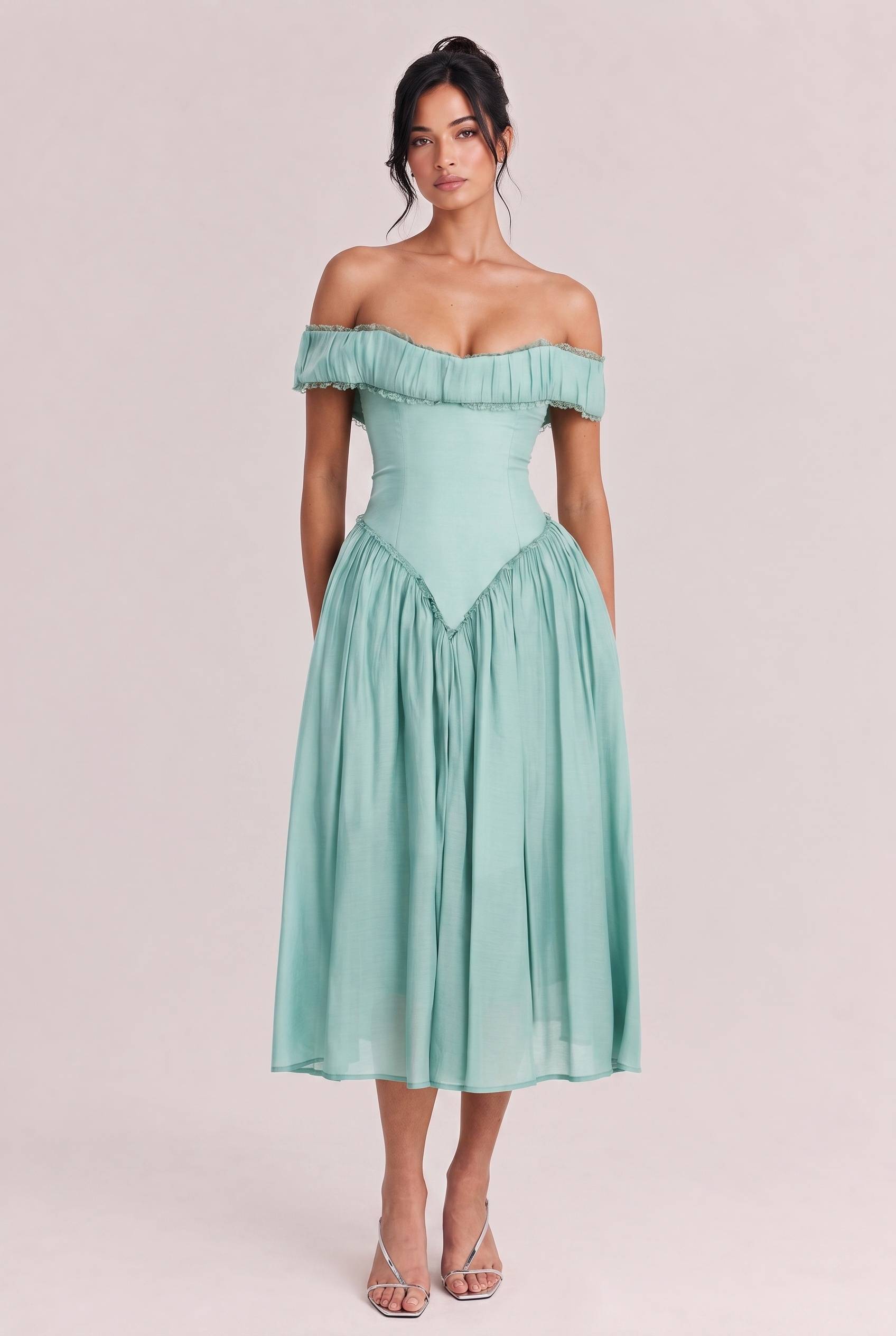 Elegant Sexy Off-the-shoulder Bodycon Midi Dress