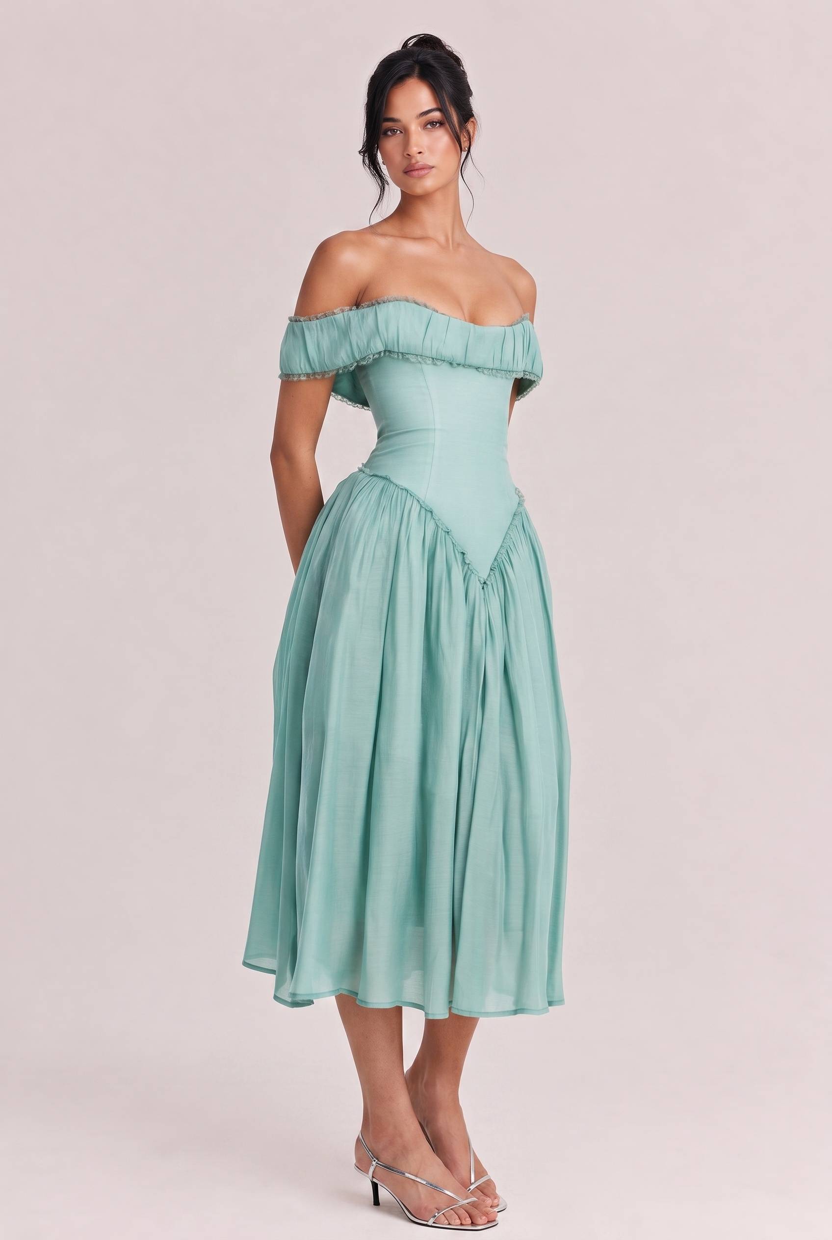 Elegant Sexy Off-the-shoulder Bodycon Midi Dress