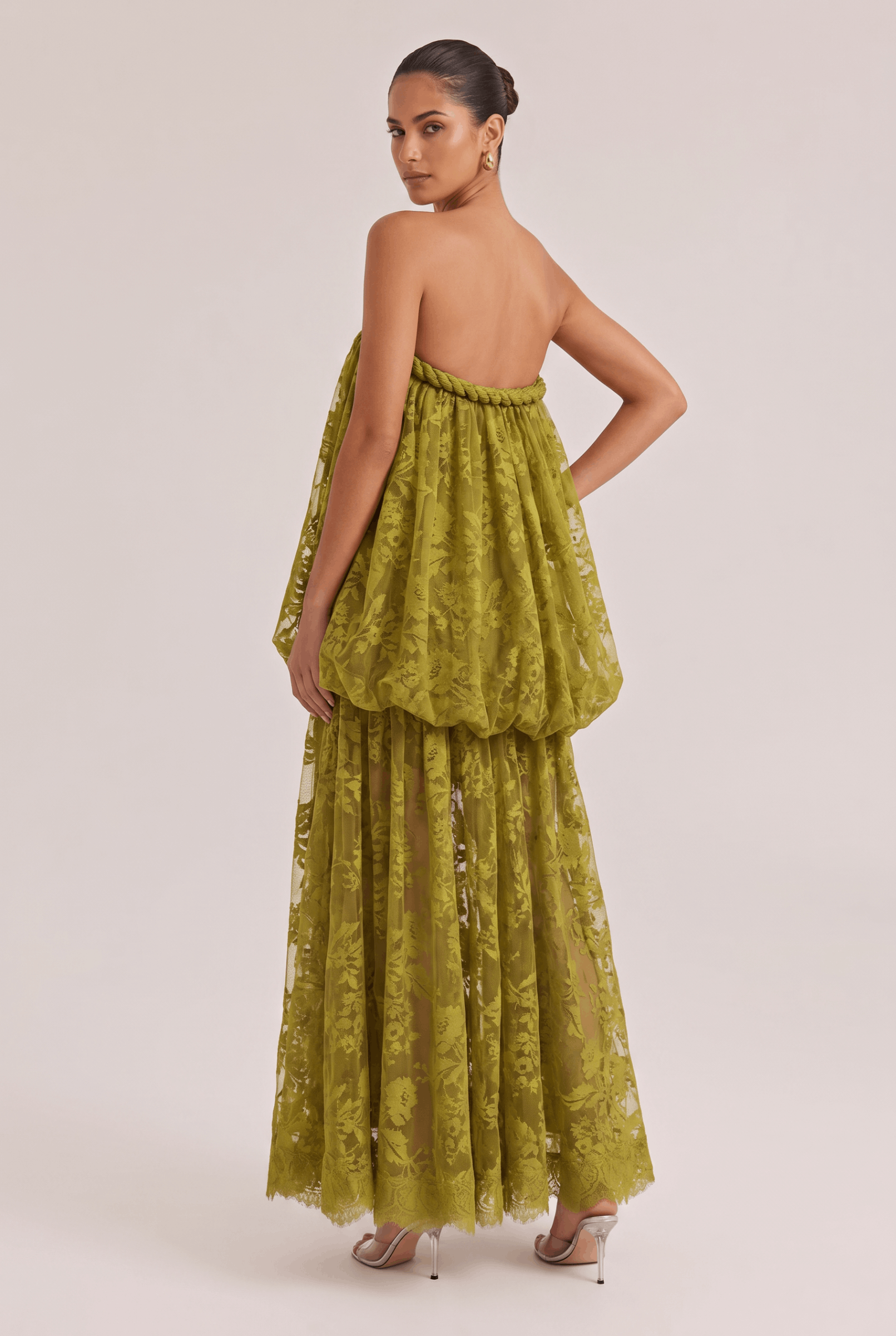 Off-shoulder Jacquard Lace Long Dress
