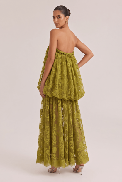 Off-shoulder Jacquard Lace Long Dress