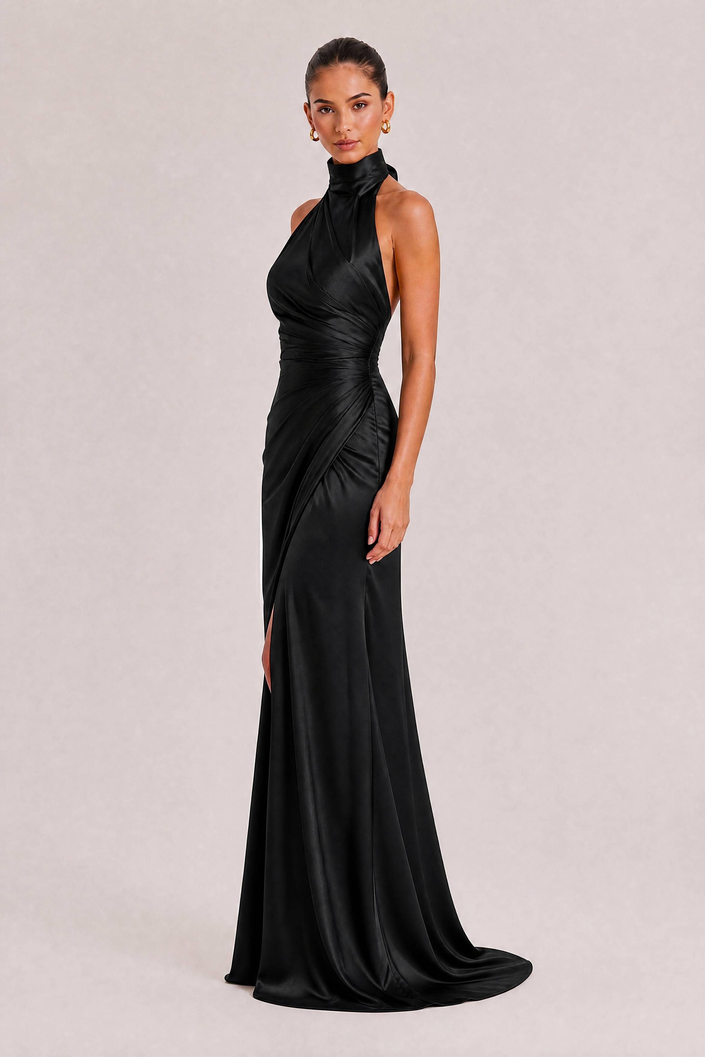 Elegant Holder Corner Sleeveless Slit Maxi Dress