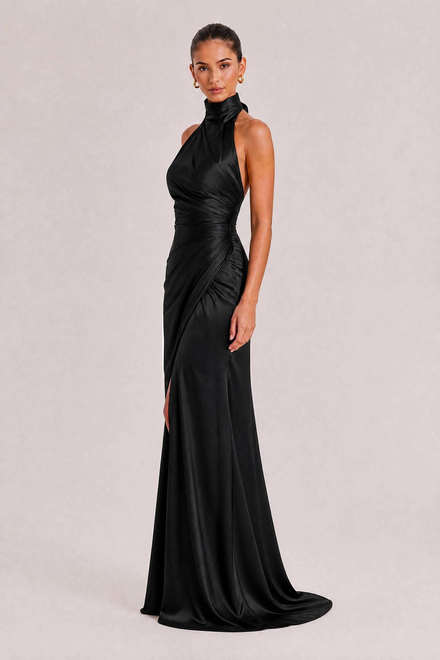 Elegant Holder Corner Sleeveless Slit Maxi Dress