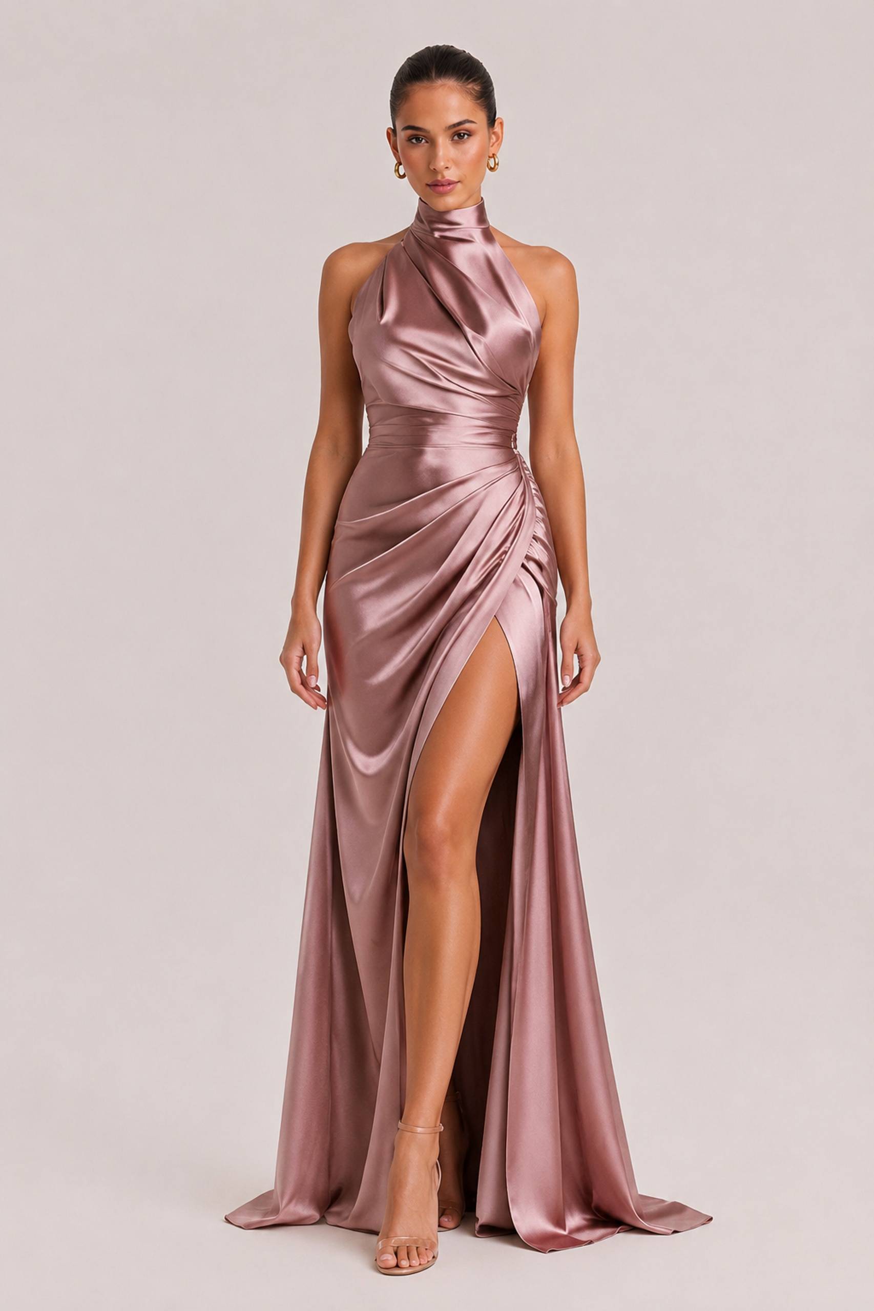 Elegant Holder Corner Sleeveless Slit Maxi Dress