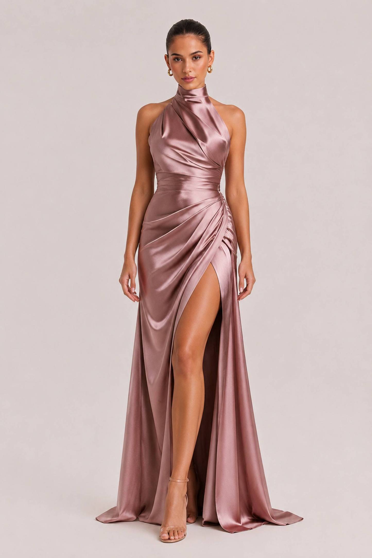 Elegant Holder Corner Sleeveless Slit Maxi Dress