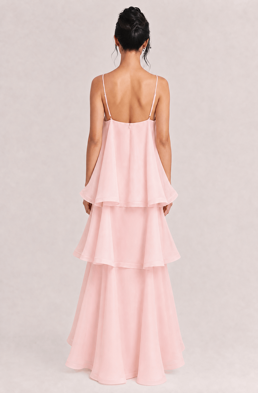 Elegant 3D Floral Applique Tiered Gown Maxi Dress