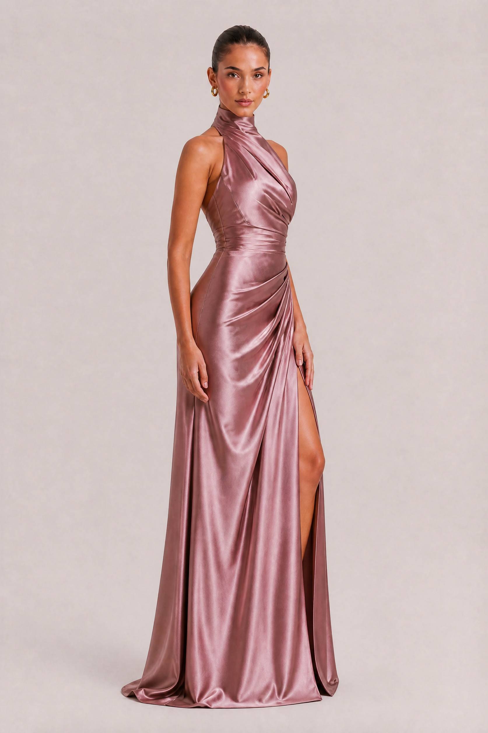 Elegant Holder Corner Sleeveless Slit Maxi Dress