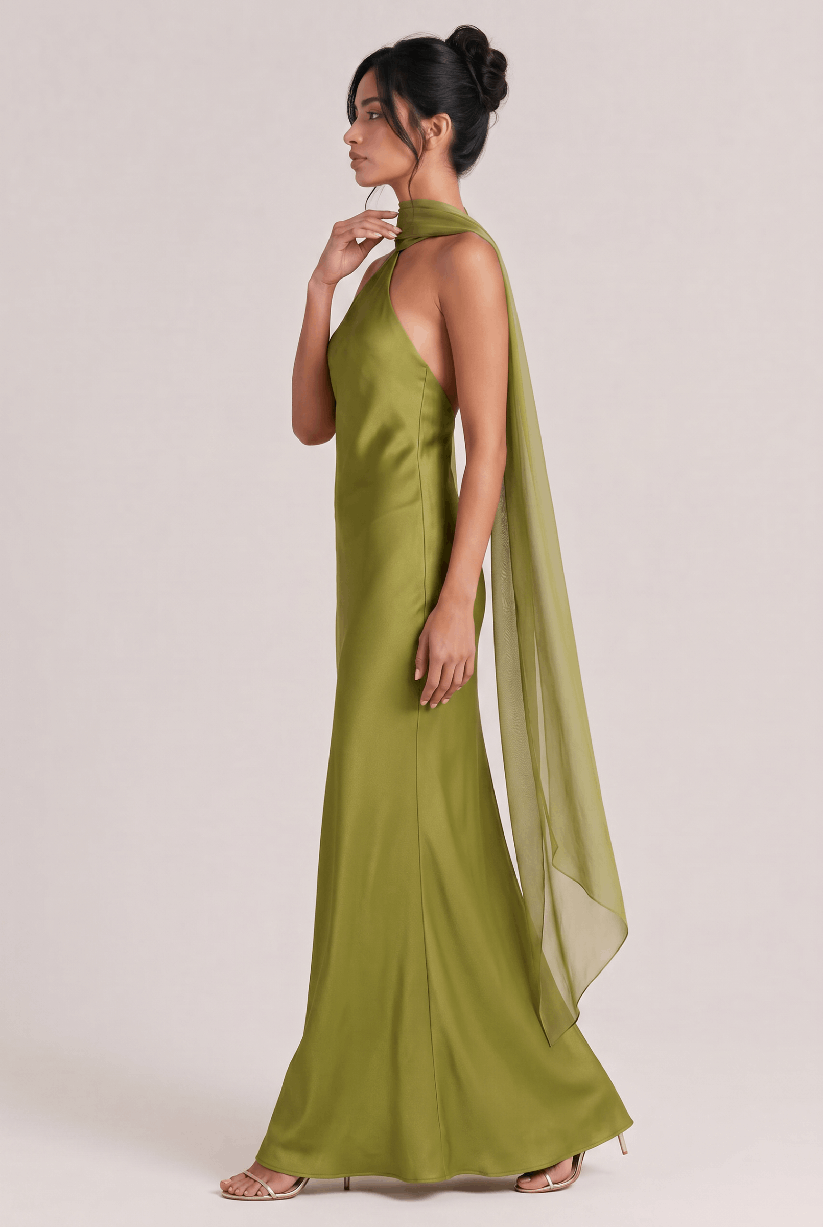 Elegant Backless Satin Maxi Dress