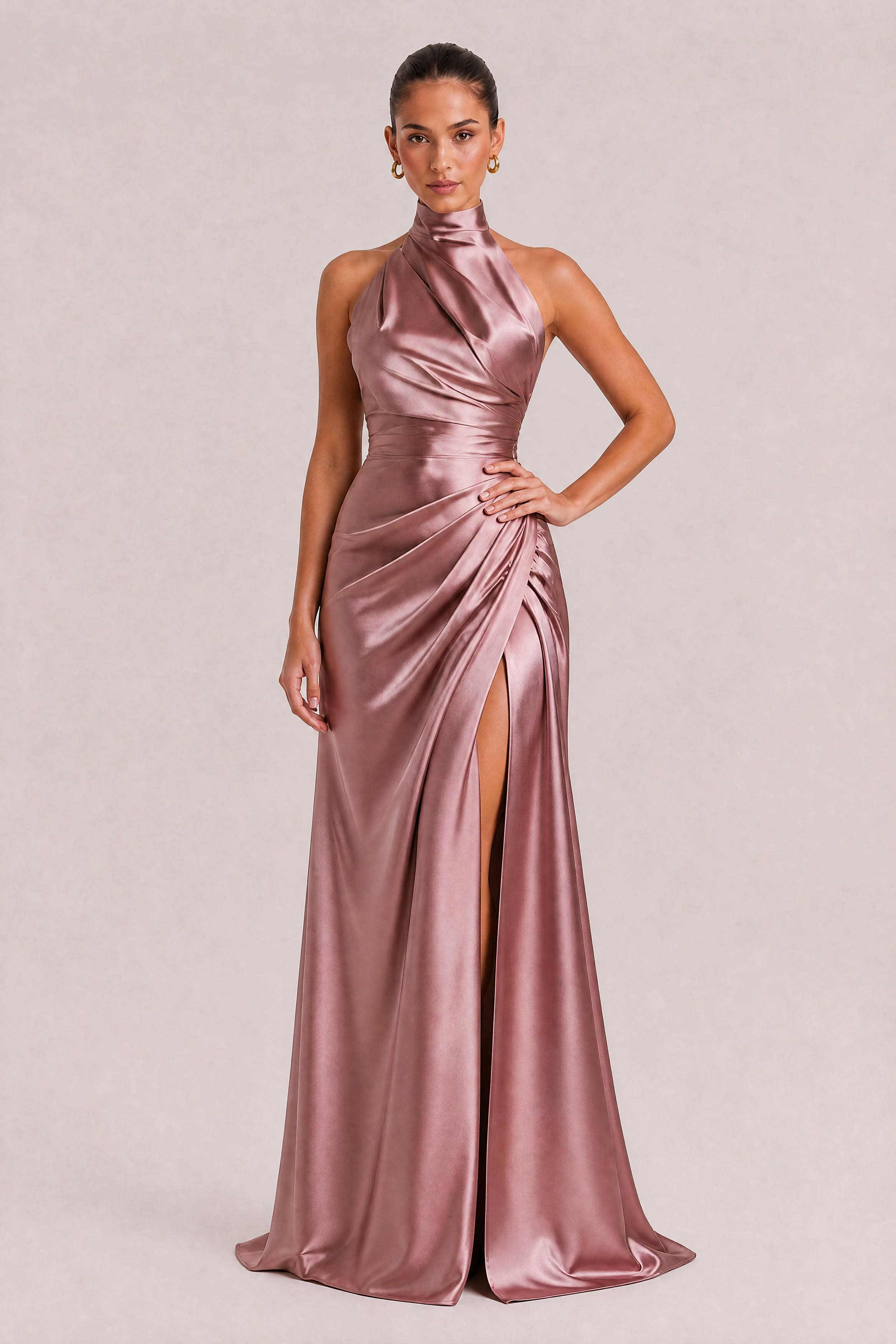 Elegant Holder Corner Sleeveless Slit Maxi Dress