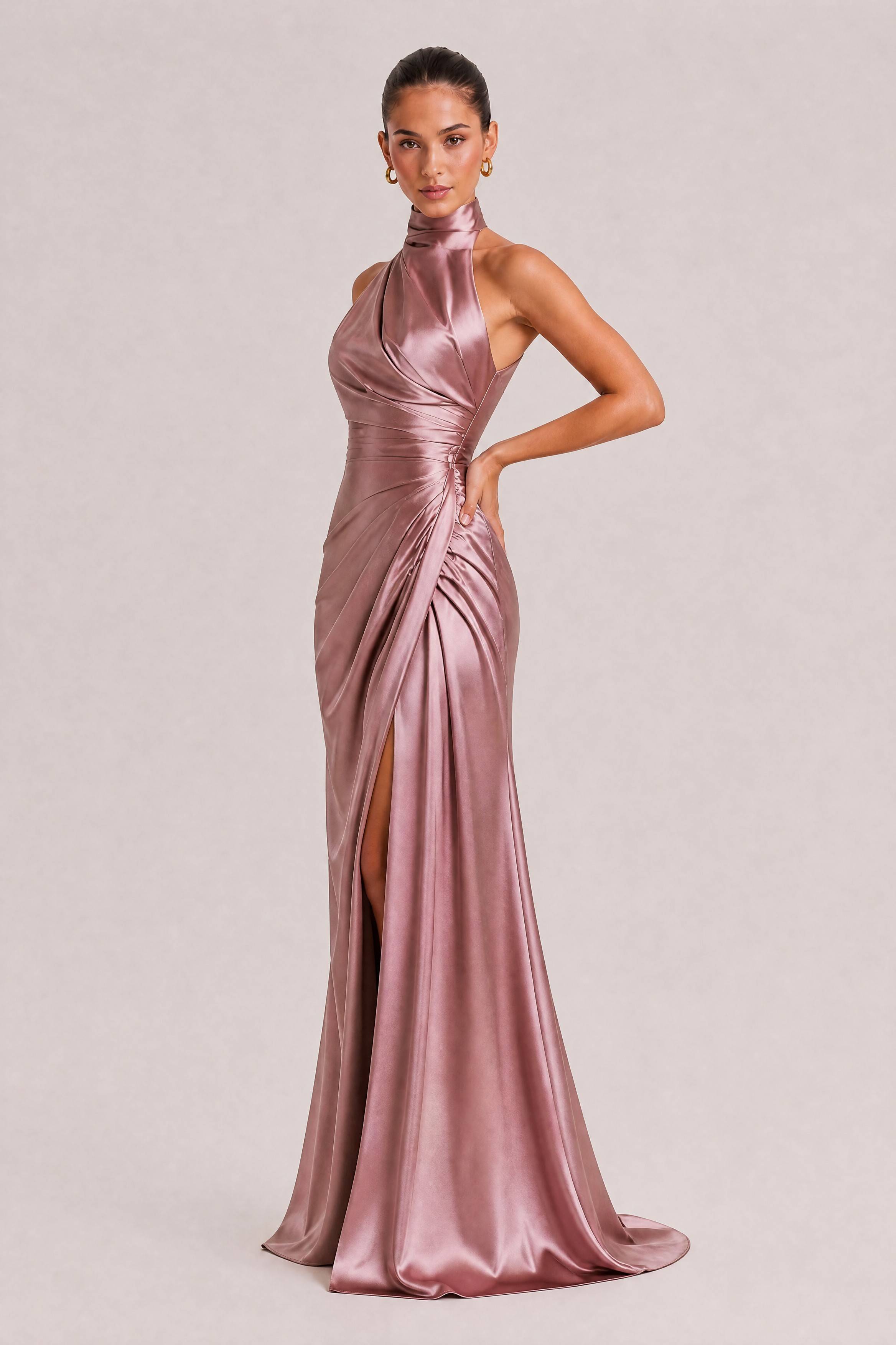 Elegant Holder Corner Sleeveless Slit Maxi Dress