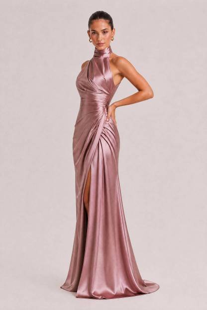 Elegant Holder Corner Sleeveless Slit Maxi Dress