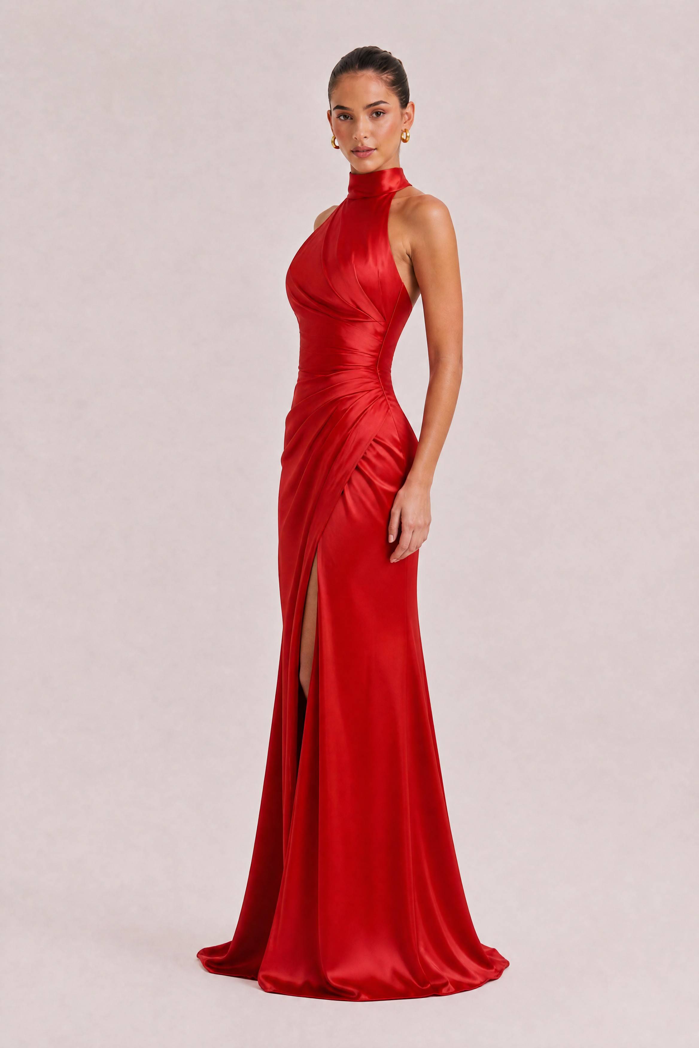 Elegant Holder Corner Sleeveless Slit Maxi Dress