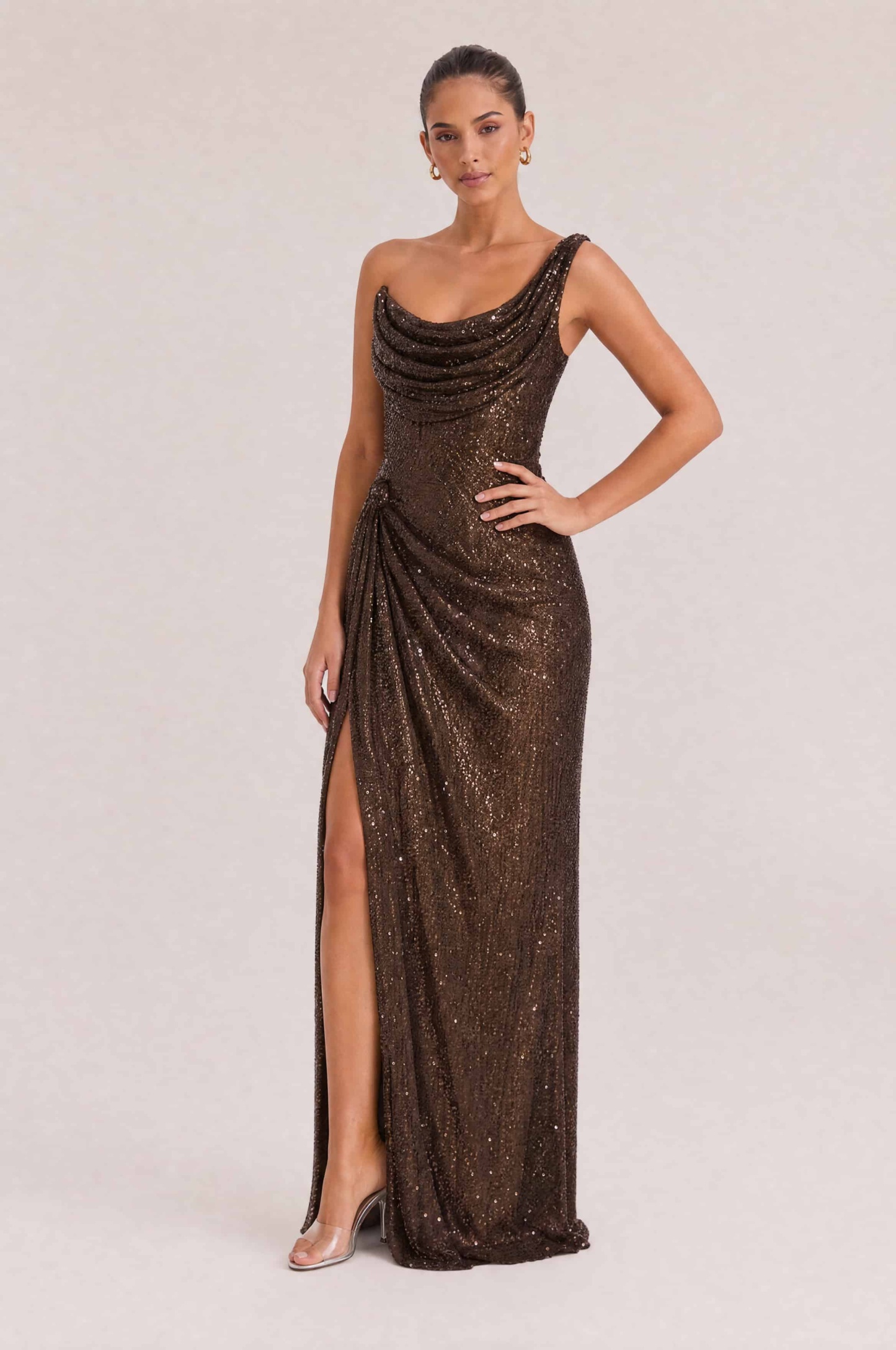 Elegant Sequin Slit Party Maxi Dress