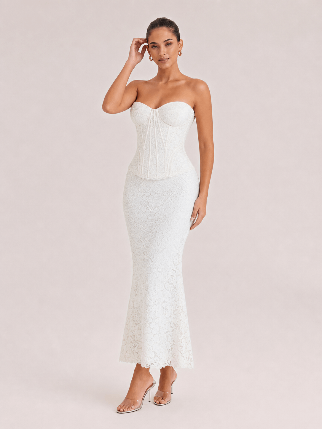 Retro Palace Style And Modern Sexy Tailoring Fusion Tube-length Fishtail Lace Dress