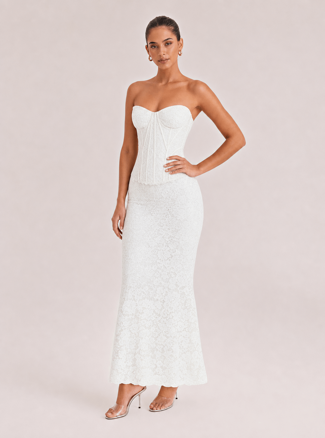 Retro Palace Style And Modern Sexy Tailoring Fusion Tube-length Fishtail Lace Dress